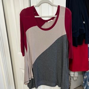 Asymmetrical color block easel tunic